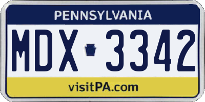 PA license plate MDX3342