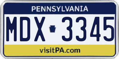 PA license plate MDX3345