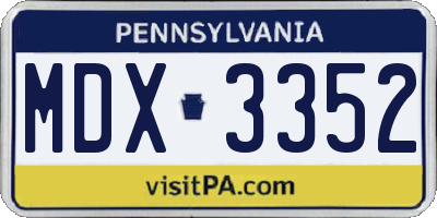 PA license plate MDX3352