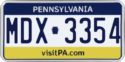 PA license plate MDX3354