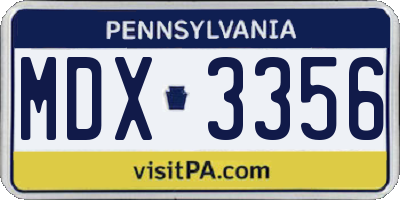 PA license plate MDX3356