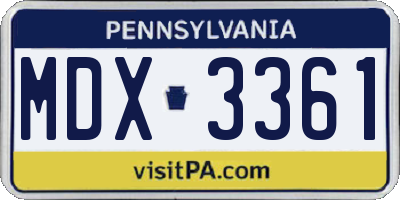 PA license plate MDX3361