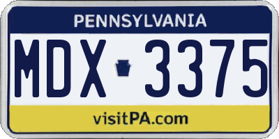 PA license plate MDX3375