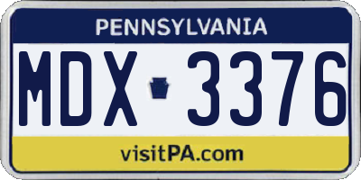 PA license plate MDX3376
