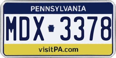 PA license plate MDX3378