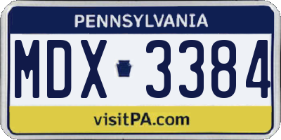 PA license plate MDX3384