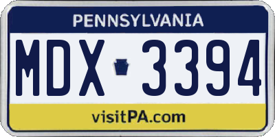 PA license plate MDX3394