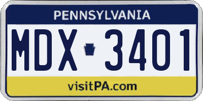 PA license plate MDX3401