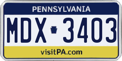 PA license plate MDX3403