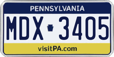 PA license plate MDX3405