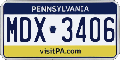 PA license plate MDX3406