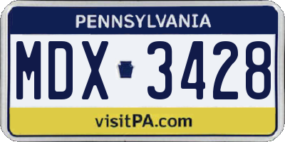 PA license plate MDX3428