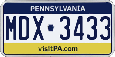 PA license plate MDX3433