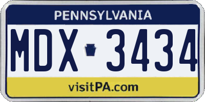 PA license plate MDX3434