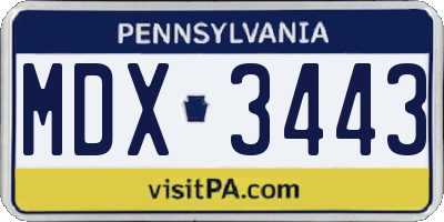 PA license plate MDX3443