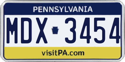 PA license plate MDX3454
