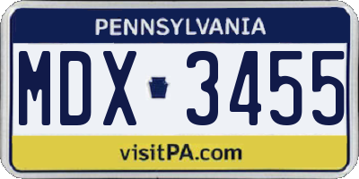 PA license plate MDX3455