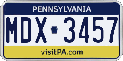 PA license plate MDX3457