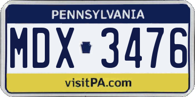 PA license plate MDX3476