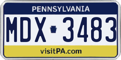 PA license plate MDX3483