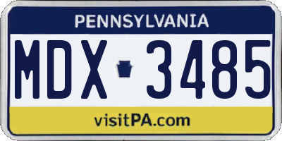 PA license plate MDX3485