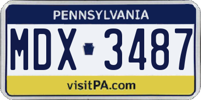 PA license plate MDX3487