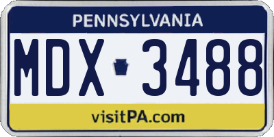 PA license plate MDX3488