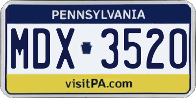 PA license plate MDX3520
