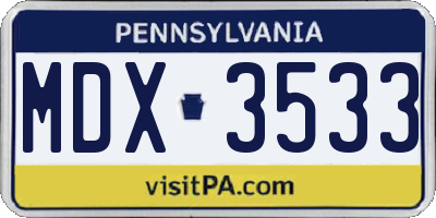 PA license plate MDX3533