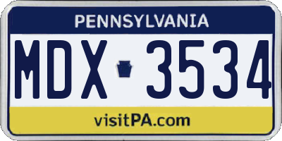 PA license plate MDX3534