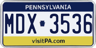 PA license plate MDX3536