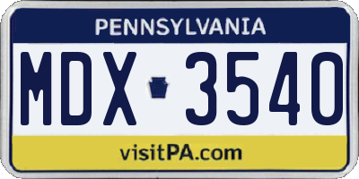 PA license plate MDX3540