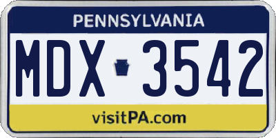 PA license plate MDX3542