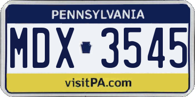 PA license plate MDX3545