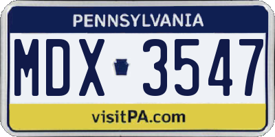 PA license plate MDX3547