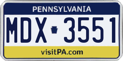 PA license plate MDX3551
