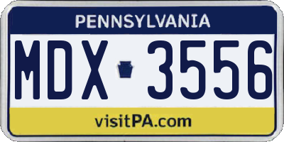PA license plate MDX3556