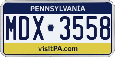 PA license plate MDX3558