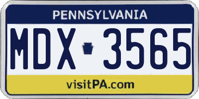 PA license plate MDX3565