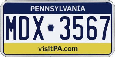 PA license plate MDX3567