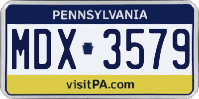 PA license plate MDX3579