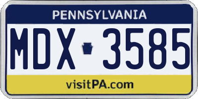 PA license plate MDX3585