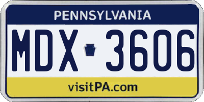 PA license plate MDX3606