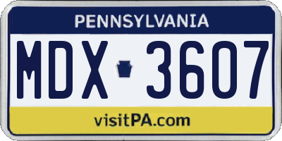 PA license plate MDX3607