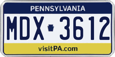 PA license plate MDX3612