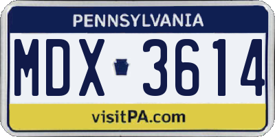 PA license plate MDX3614