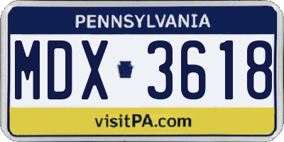 PA license plate MDX3618