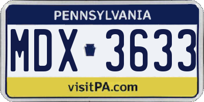 PA license plate MDX3633