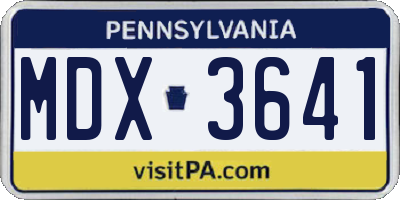 PA license plate MDX3641