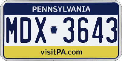 PA license plate MDX3643